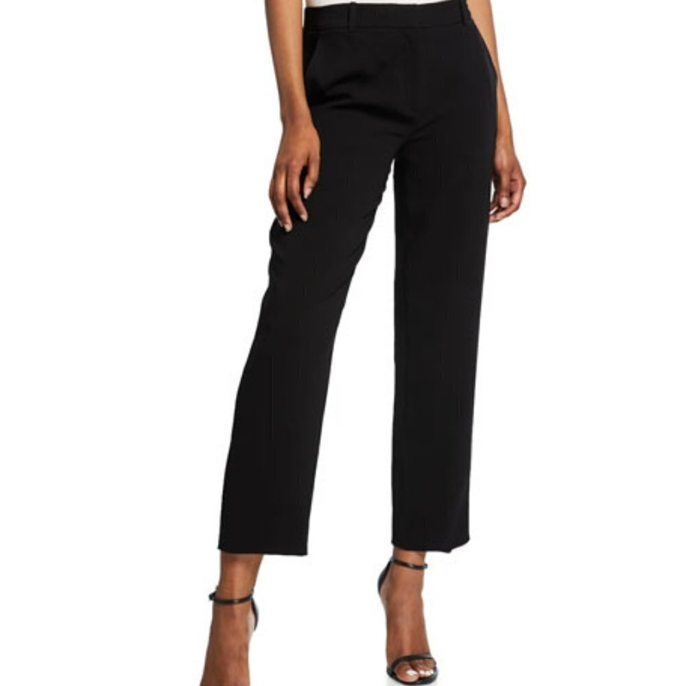 DVF Diane von Furstenberg Tami cropped crepe trousers pants flat black sze 4